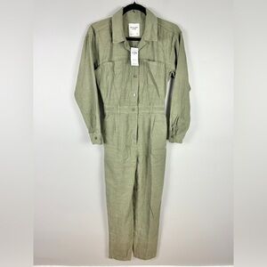 ABERCROMBIE‎ NWT Utility Jumpsuit Green Lyocell Cotton Size XS Army Olive Casual